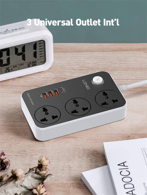 LDNIO SC3412 38W PD20W Power Strip with 3 Outlets & 3 USB QC 3.0 Ports Description: