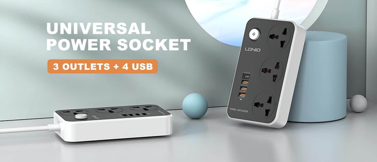 LDNIO SC3412 38W PD20W Power Strip with 3 Outlets & 3 USB QC 3.0 Ports Description: